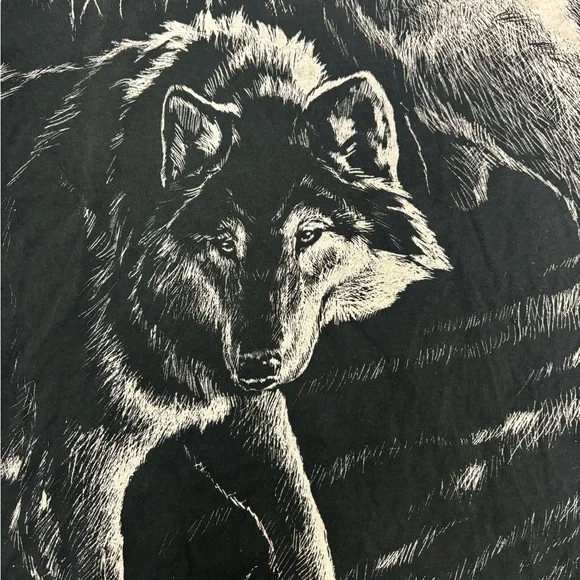 Vintage Single Stitch National Wildlife‎ Wolf All Over Print Double Sided Shirt - Picture 3 of 5